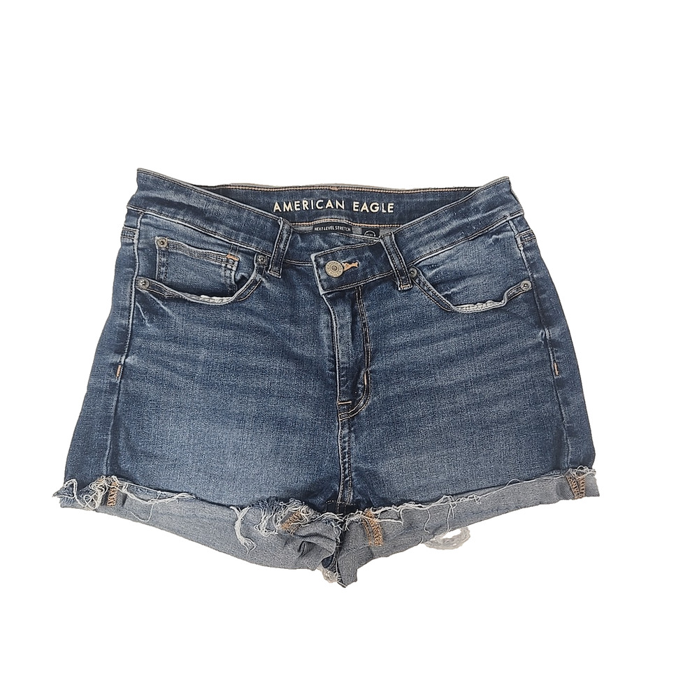 American Eagle Womens Shorts High Rise Shortie Blue Denim Med Wash Size 8